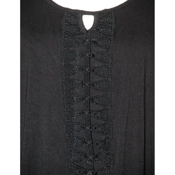 Shannon Ford Women's Black Blouse Top Size 2X Long Sleeve Stretch Open Weave - Picture 3 of 9